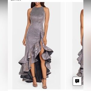 Betsy & Adam Galaxy Glitter Ruffle High-Low Cocktail Dress - Mint condition -m